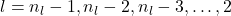 l=n_l-1,n_l-2,n_l-3, …, 2