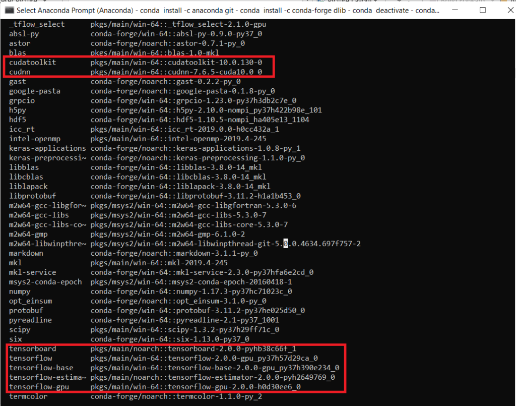 Installing TensorFlow 2.0 in Anaconda Environment